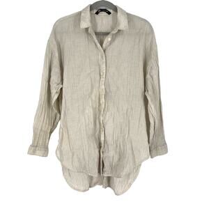 Zara Flowy Knotted Button Down Shirt Women's Size Small